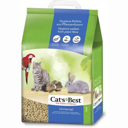 229428 - Cat's Best Universal, mbeturinë për kafshë të vogla 100% me bazë bimore, kokrriza që nuk grumbullohen, të bëra nga fibra bimore - për macet dhe racat e tjera të vogla të kafshëve, 11 kg/20 l