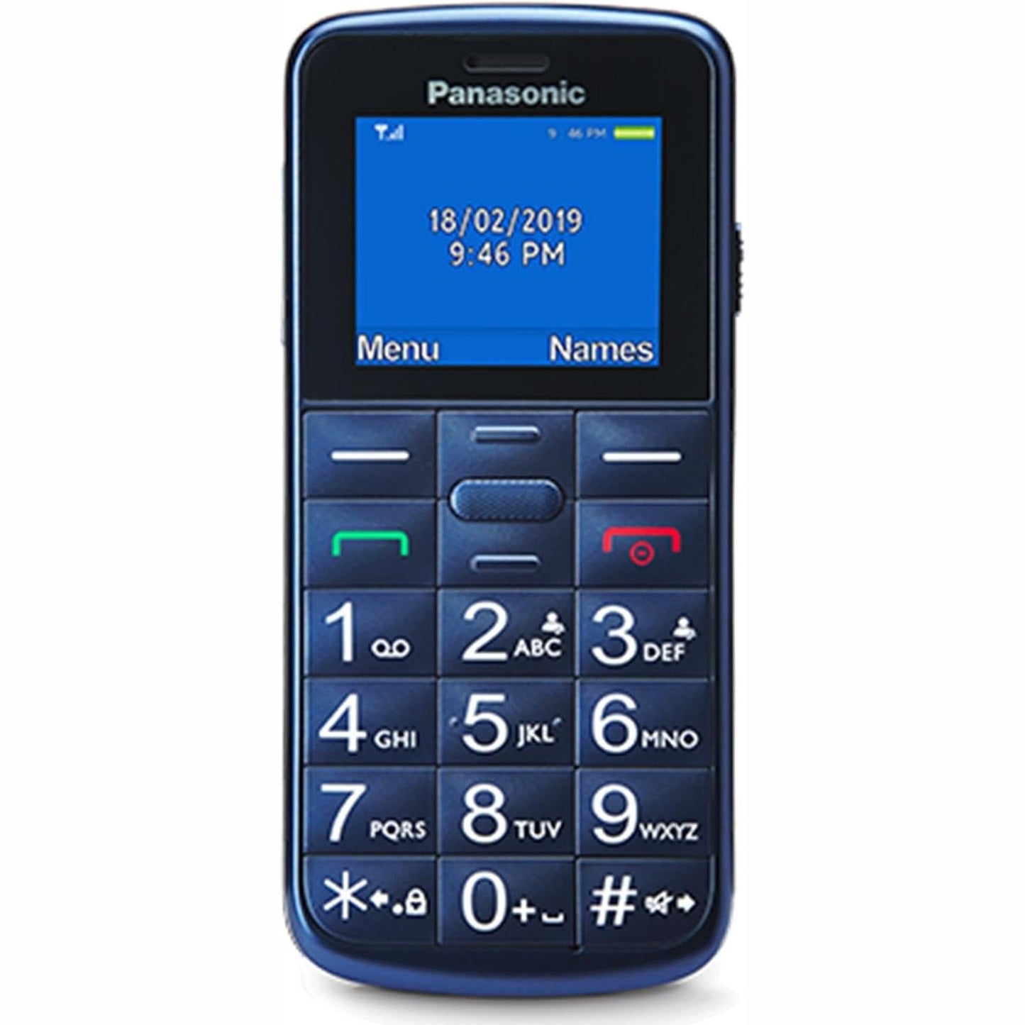 292915 - PANASONIC KX-TU110EXC, Telefon 2G për të Moshuar (Dy Karta SIM, Funksion me Fener, Butona të Mëdhenj, I Përputhshëm me Aparatin e Dëgjimit, Funksion SOS) Blu