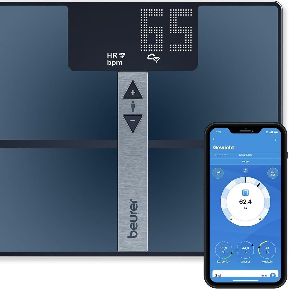 302719 - BEURER Peshore diagnostikuese BF 980, Wi-Fi, Bluetooth, matje e rrahjeve të zemrës, bateri e rikarikueshme