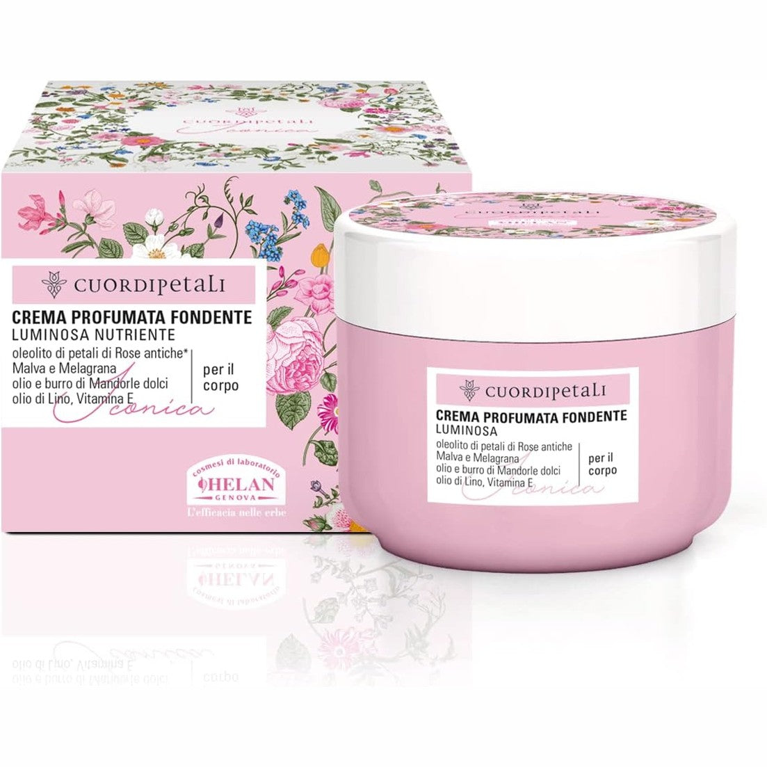 336305 - HELAN Cuor di Petali Krem Trupi me Aromë për Gra, 200 ml, me Vaj Bajamesh të Ëmbël dhe Vitaminë E, Hidratues dhe Ushqyes, Prodhuar në Itali