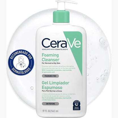 297125 - CERAVE - Xhel shkumëzues, 562 ml, pastron dhe largon yndyrën e tepërt, Acid hialuronik, ceramide, niacinamidë, për lëkurë normale deri në të yndyrshme