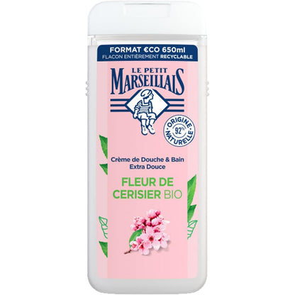 318865 - LE PETIT MARSEILLAIS Krem Dushi dhe Banje Ekstra i Butë me Lule Qershie Organike 650 ml