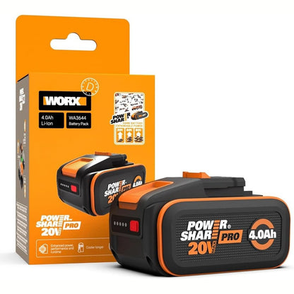 288607 - WORX Bateri origjinale WA3644 PowerShare Pro 20V - 4.0 Ah Li-Ion, e rikarikueshme, me tregues LED, Teknologji inovative e mbrojtjes së nxehtësisë, e pajtueshme me të gjitha mjetet WORX
