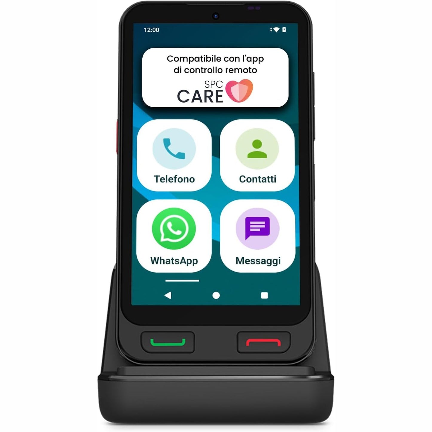 319312 - SPC Mbrojtëse Telefoni Zeus 2+ | Smartphone për të Moshuar, e pajtueshme me Menaxhimin dhe Ndjekjen në Distancë | Modaliteti i Lehtë, Butonat Fizikë, Ikonat XXL | Ekran 5", Kamera e Dyfishtë, 64GB | Stacion Karikimi, Butoni SOS