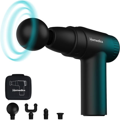 292337 - HOMEDICS Pistoletë Masazhi NOVO Mini, Masazhues Elektrikë Dore me Ngrohje, 4 Shtojca, 6 Cilësime Intensiteti, Masazh me Perkusion - i Zi
