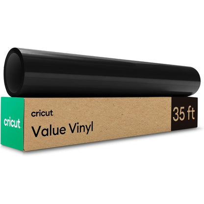 196932 - CRICUT Fletë Vinili Vetëngjitëse për Ploterë, Rrotull Filmi Vinili i Përhershëm, E zeza, 30.5 x 10.6 cm