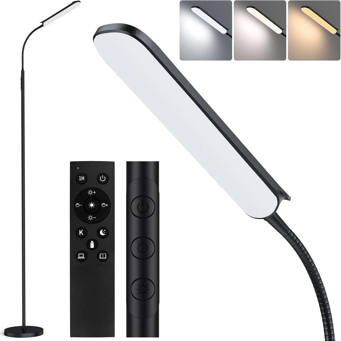 221637 - LLAMBË Dyshemeje LED 18W 2200LM, me telekomandë, kontroll me prekje, temperaturë ngjyre, shkëlqim linear i rregullueshëm, kohëmatës 1-orësh