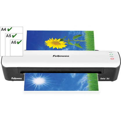 276557 - FELLOWES Laminator Sola A4, 125 Mikronë, Funksione Anti-Bllokim dhe Fikje Automatike, Kohë Ngrohjeje 4-Minutëshe, Për Qese 80-125 Mikronë, E Bardhë, 5745601