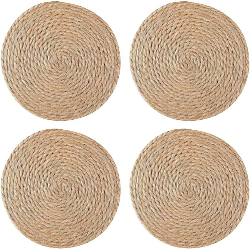 229786 - FSSTUD 4 copë mbulesa tavoline të rrumbullakëta prej xunkthi rustik, mbulesa tavoline boho, 18 cm