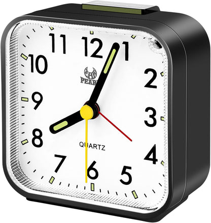 257537 - MKITNVY Orë alarmi analoge e heshtur, kuarci me alarm të lartë, dritë nate, funksionon me bateri
