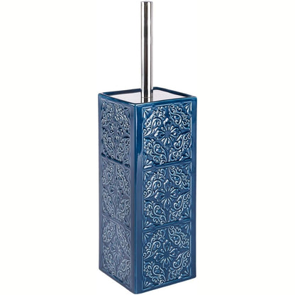 256092 - WENKO Mbajtëse furçash tualeti Cordoba, qeramike blu, përmasat 9.5 x 35 x 9.5 cm, dizajn higjienik