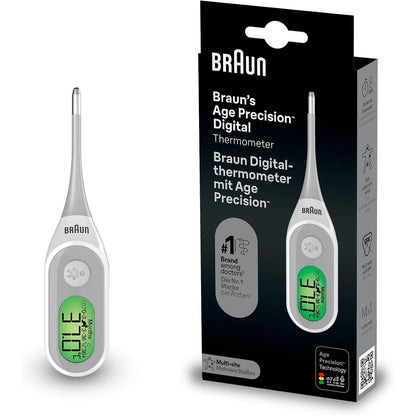 272192 - BRAUN Termometër dixhital preciz PRT2000, Shkop dixhital për Oral, Rektal ose Nën sqetull, I përshtatshëm për foshnje dhe fëmijë