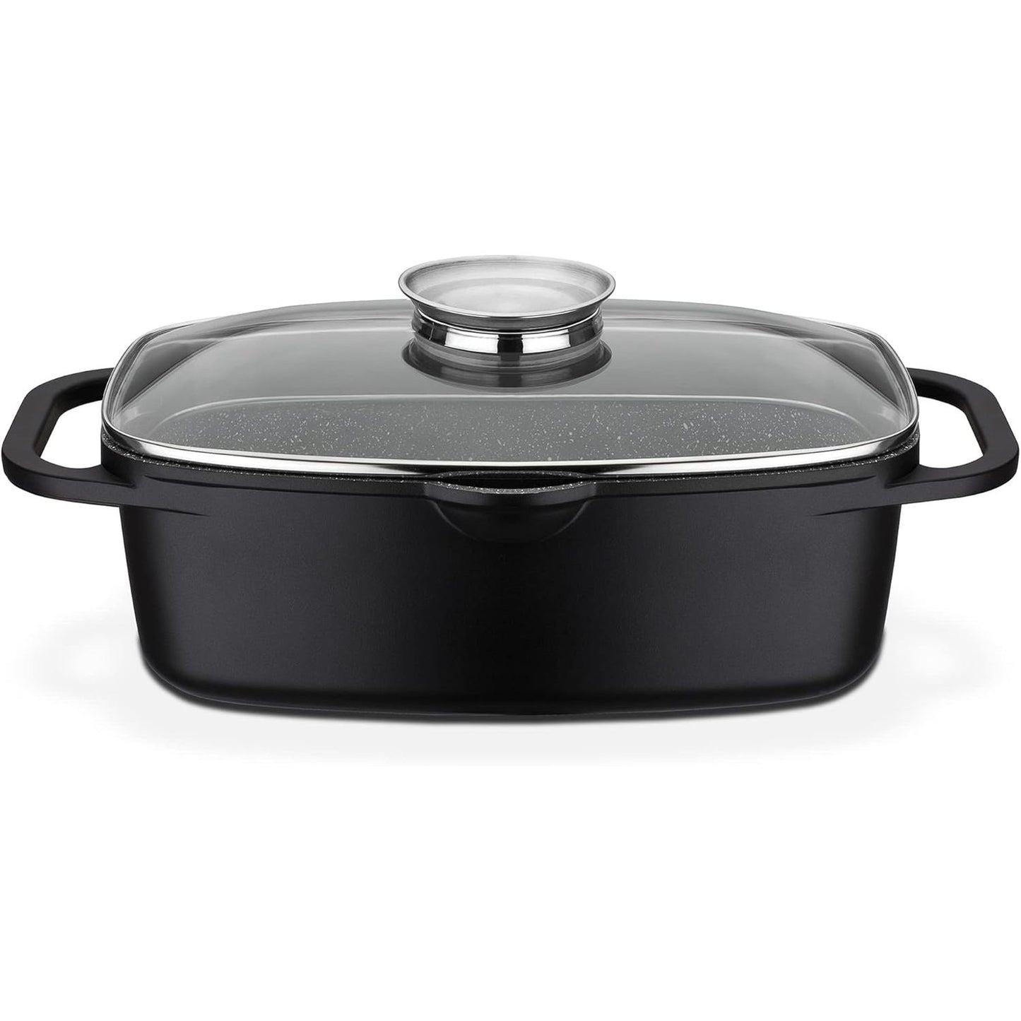 217840 - GSW GOURMET Pjekje Universale Granite, 6 litra, alumin i derdhur, i përshtatshëm për induksion dhe furrë, me kapak, i zi