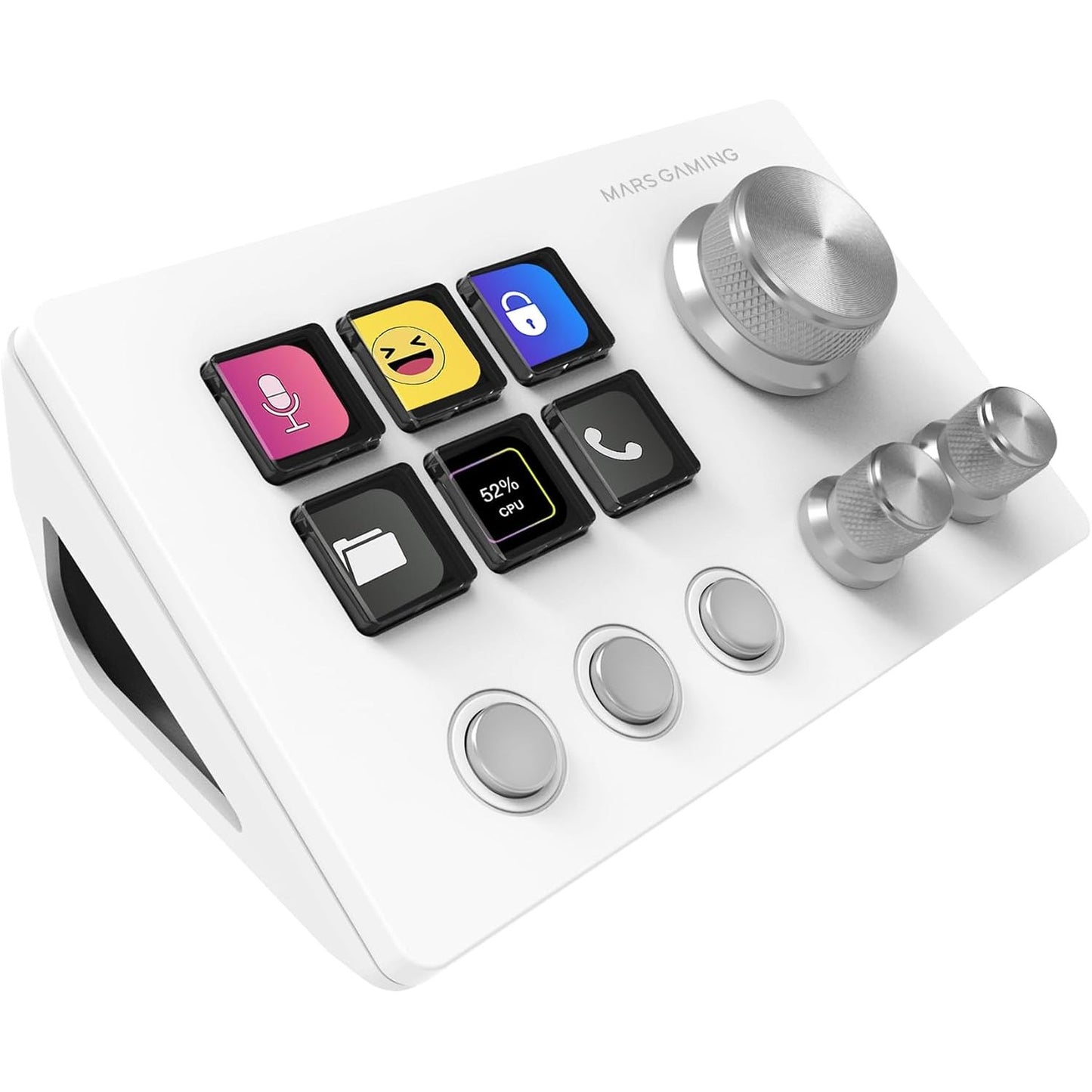 267967 - MARS GAMING Platformë Kontrolli MSD-Two, 6 Butona LCD të Personalizueshëm + 3 Taste, 3 Rrota Multifunksionale, Ergonomike, Softuer Kontrolli, Windows dhe MacOS, E Bardhë