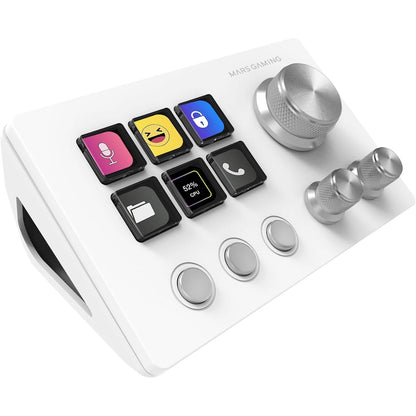 267967 - MARS GAMING Platformë Kontrolli MSD-Two, 6 Butona LCD të Personalizueshëm + 3 Taste, 3 Rrota Multifunksionale, Ergonomike, Softuer Kontrolli, Windows dhe MacOS, E Bardhë