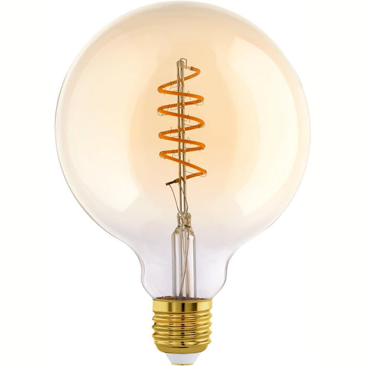 224244 - EGLO - Llampë LED spirale me errësim E27 Retro Globe - Ngjyrë qelibar - 4 vat (ekuivalente me 25 vat) - 245 lumen - 2000 K - Ø 12.5 cm