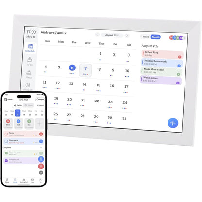 308565 - GUGXIOM KALENDAR DIXHITAL - Kalendar Dixhital Muri 15.6" me Ekran me Prekje, WIFI, Planifikues Familjar, Kalendar Inteligjent Tavoline për Organizimin e Shtëpisë dhe Planifikimin Ditor (i Bardhë)