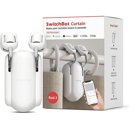 191079 - SWITCHBOT Hapëse Automatik i Perdeve Smart, Versioni Rod2.0, i Bardhë - Pajisje e Pajtueshme me Alexa, Google Home, IFTTT, Homekit - Kontroll Nga Aplikacion i Pa-Tel dhe Shërbim i Kohëmatësit