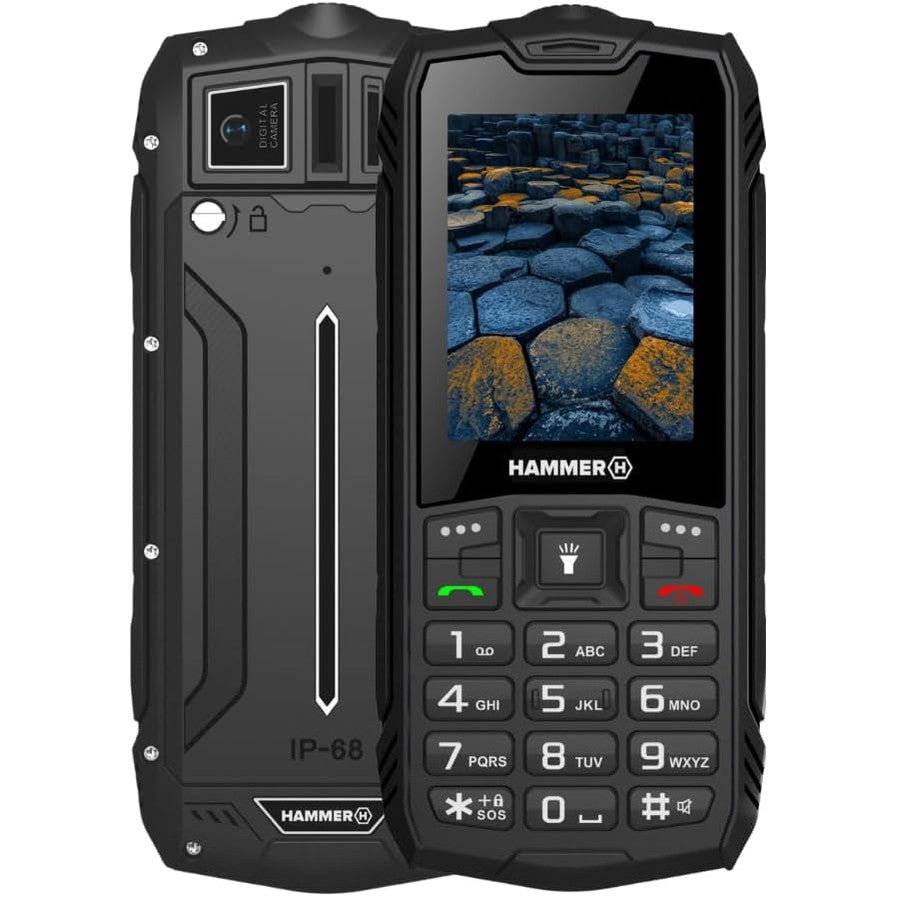 276518 - HAMMER H BAZALT, 2.4", 1800 mAh, IP68, i papërshkueshëm nga goditjet, dy karta SIM, Bluetooth, i zi