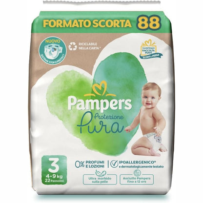 271226 - PAMPERS Pampers Pure Protection, Madhësia 3 (4-9 kg), Hipoalergjike, Barrierë Stop&Protect, 88 Pelena për të Porsalindurit