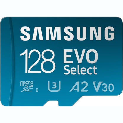 267019 - SAMSUNG Kartë microSD EVO Select (2024) + adaptor SD, 128 GB, kartë memorieje për telefona inteligjentë dhe tableta, UHS-I U3, 4K UHD, Full HD, lexim 160 MB/s, MB-ME128SA/EU