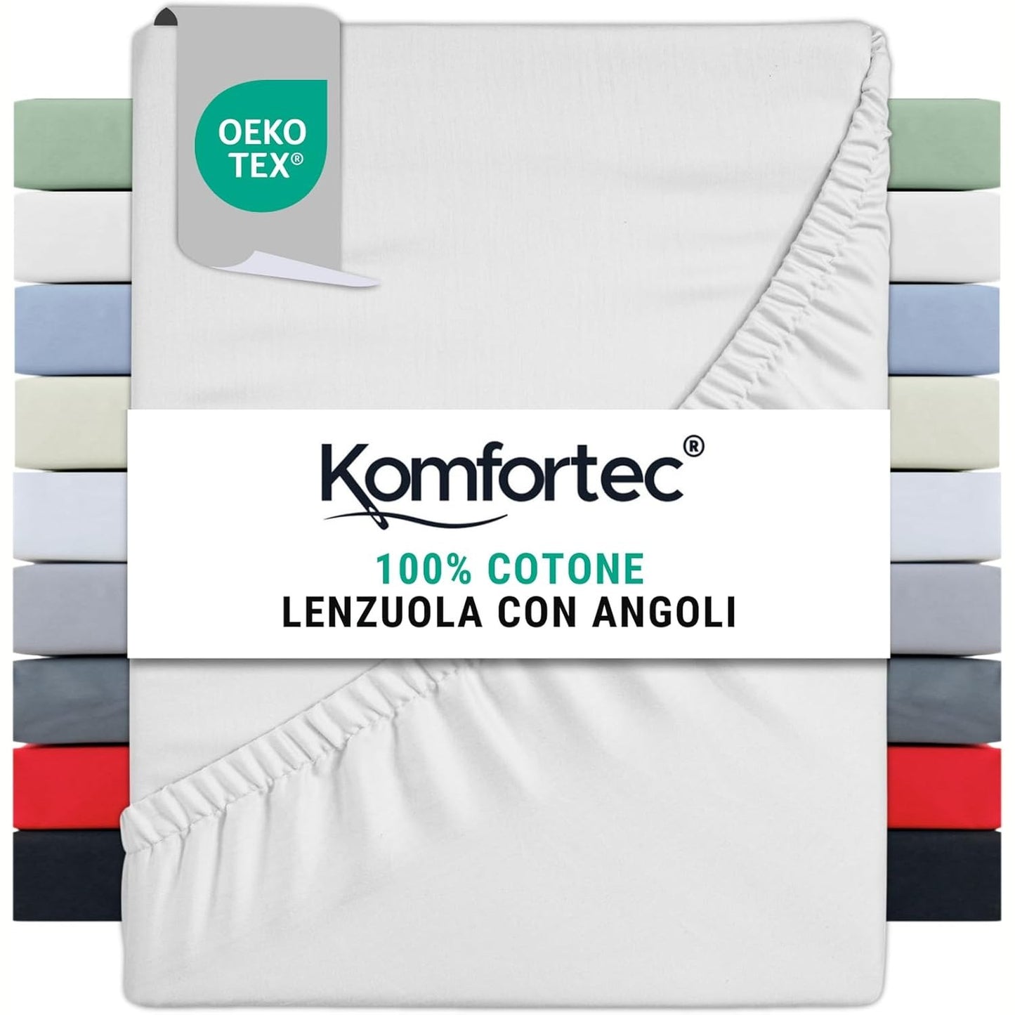 257486 - KOMFORTEC Çarçaf me mbushje 100% pambuk, 90x200 cm, 135g/m², i butë, i ajrosur, miqësor me lëkurën, me elastik përreth, i çertifikuar Oeko-Tex, i bardhë