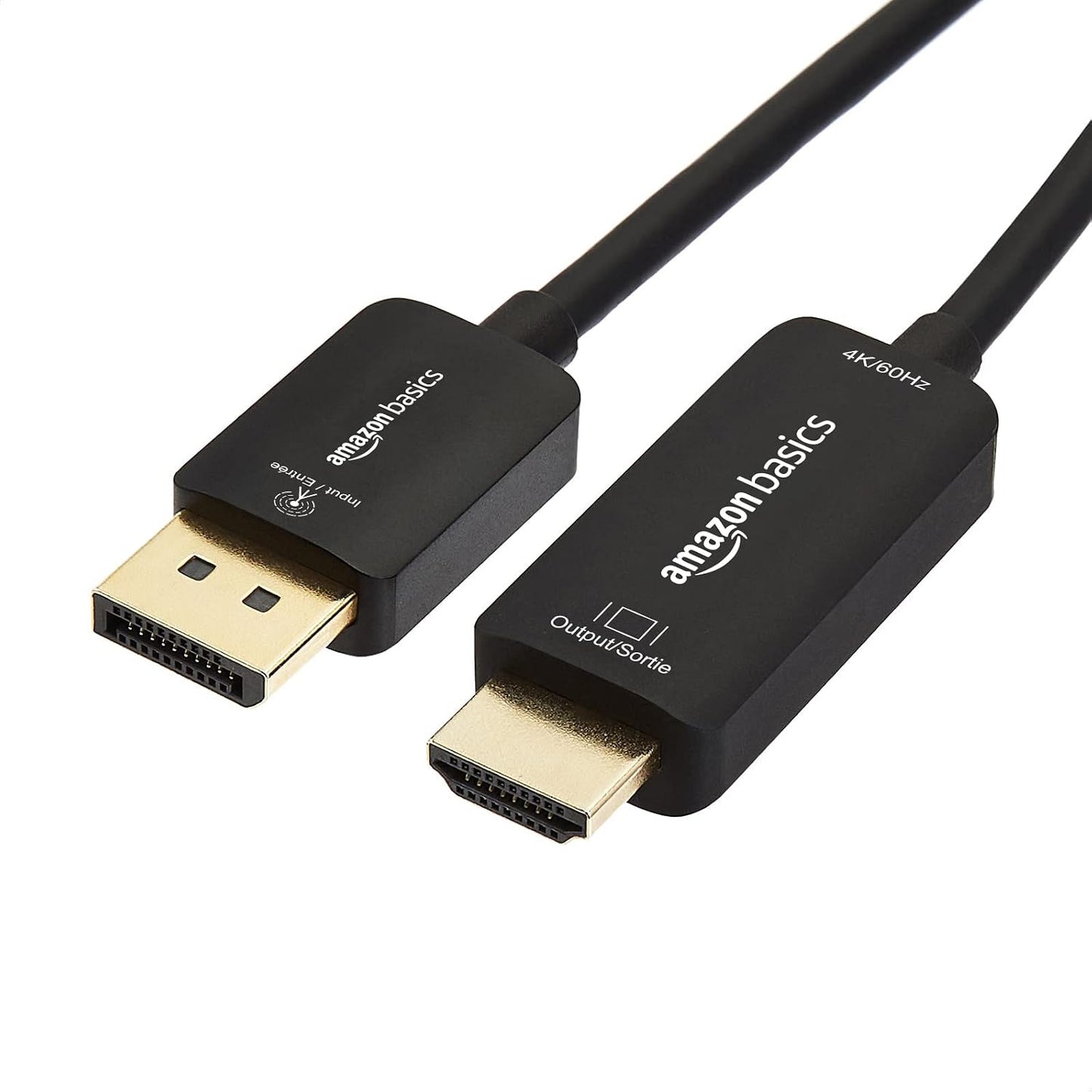 277219 - Amazon Basics Kabllo DisplayPort në HDMI, unidireksional, 1080p, 1920 x 1200, 4K në 60 Hz, 1.8 m, lidhës i veshur me ar