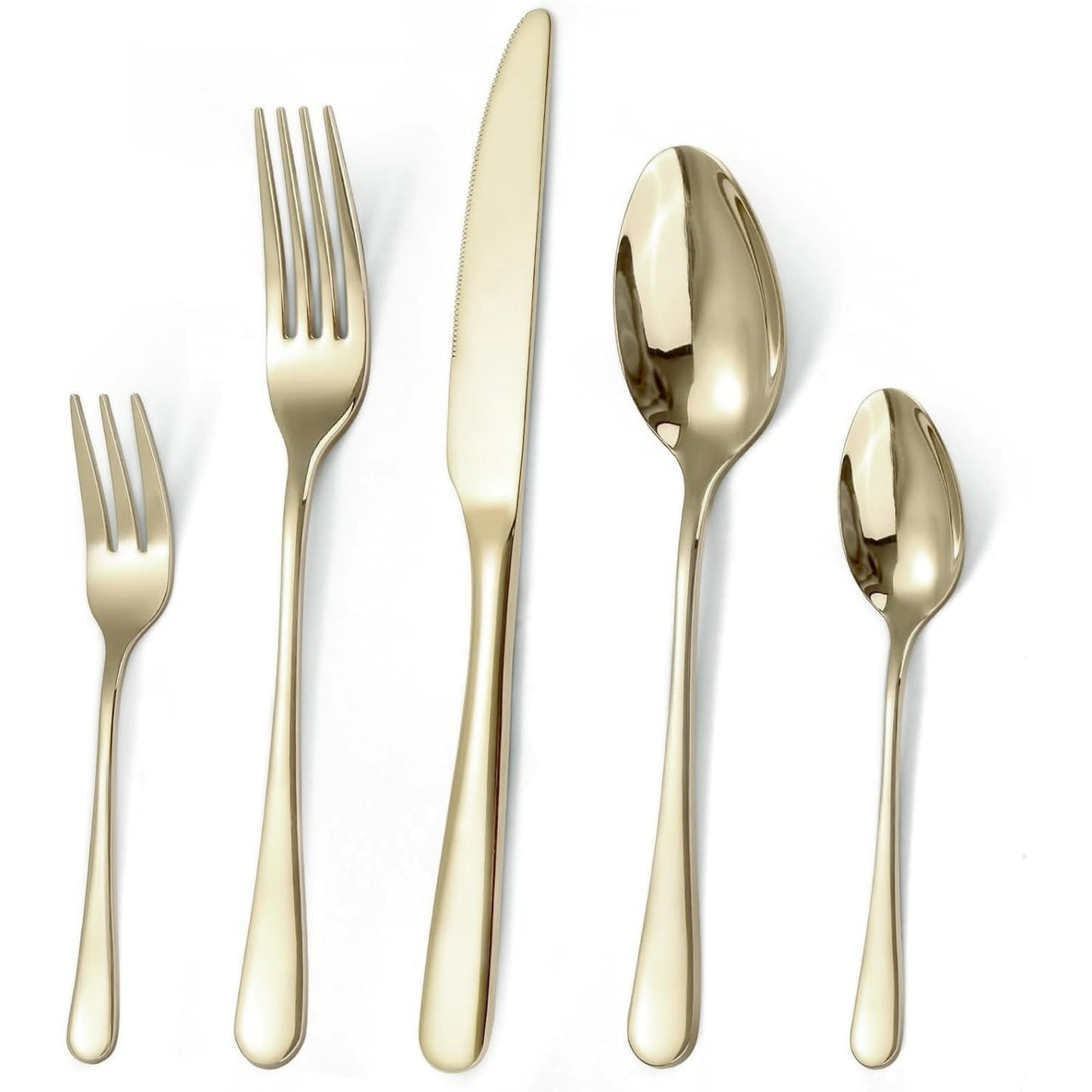 177925 - TARGZIER Set Takëmesh për 6 Persona, Enë Tavoline prej Çeliku Inox, 30 Pjesë, Ngjyrë Ari Shampanje, Përfshin Thikë, Pirun dhe Lugë, Me Shkëlqim të Lartë, e Lëmuar, Mund të Lajet në Lavastovilje
