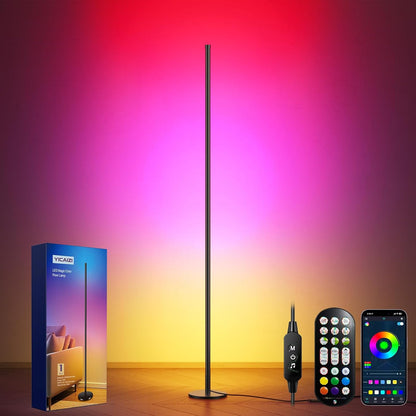 260557 - Llambë dyshemeje këndore LED YICAIZI RGB, 160 cm me kontroll APP dhe telekomandë, sinkronizim muzikor dhe kohëmatës