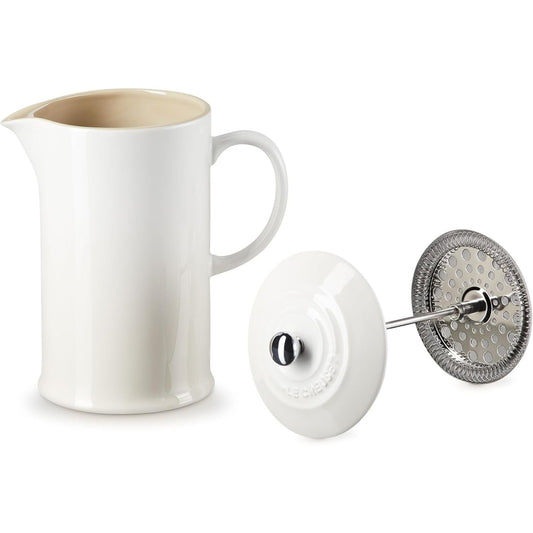 183129 - LE CREUSET Makinë Kafeje me Piston, 1L, Qeramike & Çelik Inox, ngjyra Marengë