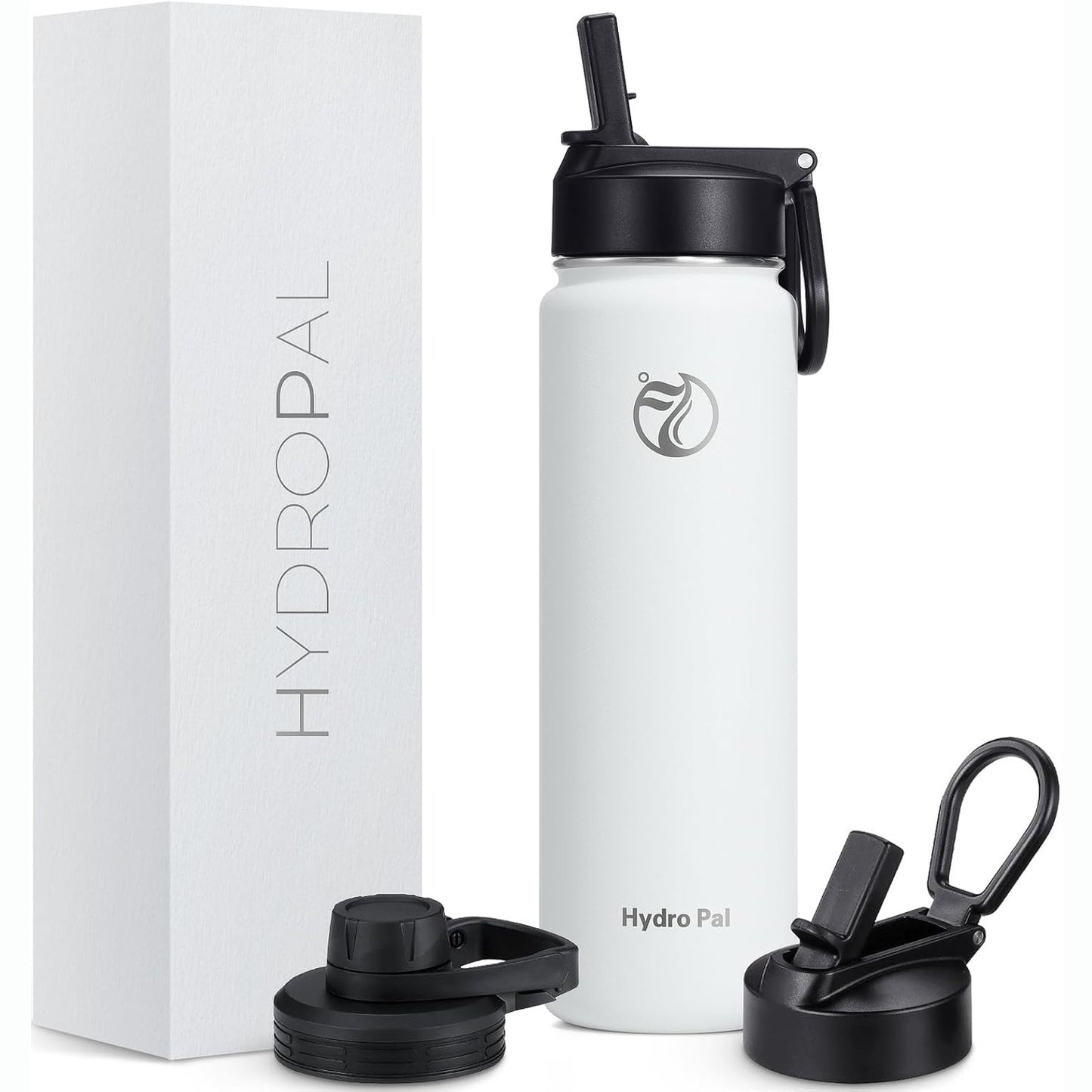 257556 - HydroPal Shishe uji prej çeliku inox - 500/750ml/1L/1.2L/1.9L, Pa BPA, e izoluar me pipëz dhe 2 kapakë