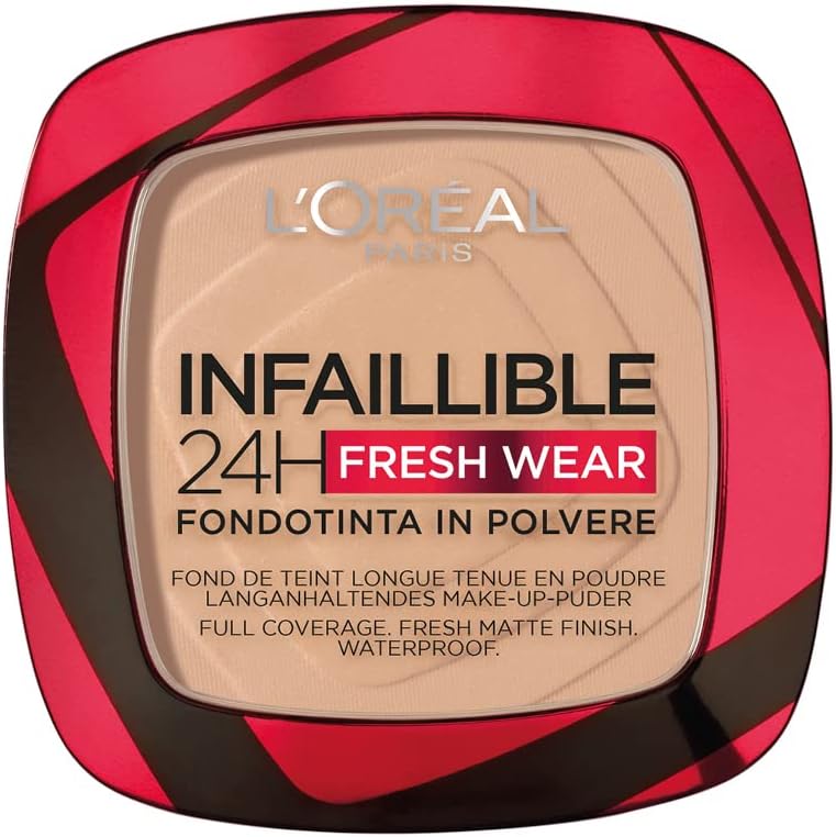 317906 - L'ORÉAL PARIS Pudër kompakte mat Infallible 24H, 50g, mbulim mesatar-të lartë, rezistente ndaj ujit, nuanca: 130 True Beige