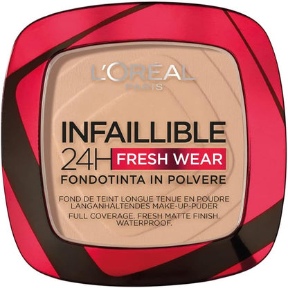317906 - L'ORÉAL PARIS Pudër kompakte mat Infallible 24H, 50g, mbulim mesatar-të lartë, rezistente ndaj ujit, nuanca: 130 True Beige