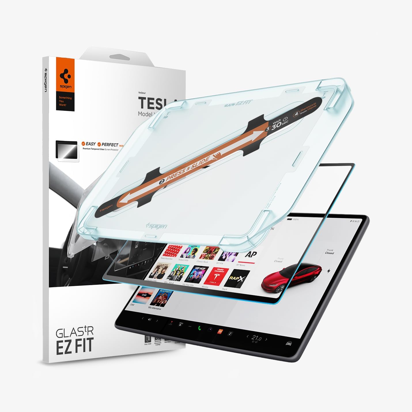 273727 - SPIGEN Xham i temperuar Glas.tR EZ Fit për Tesla Model 3 (2026-2024) 15.4", Model Y Standard (2026-2025) 15.4", Model Y Premium (2025) 15.4", Mat, Kit instalimi, Anti-gjurmë gishtash, Mbrojtje ekrani 9H