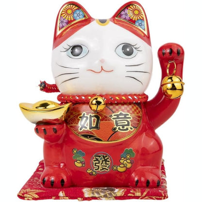 228079 - Maneki Neko Japoneze Lachineuse – Macja e Lumturisë – E Kuqe – Derrkuc – Dekorim Japonez