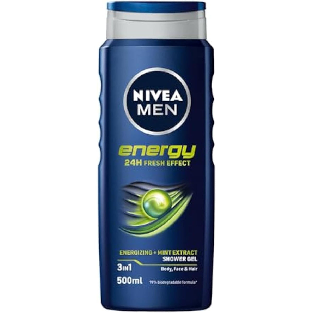 297749 - NIVEA MEN Xhel Dushi Energy 500ml, Kujdes pastrues me ekstrakt menteje, 3-në-1 për trupin, fytyrën dhe flokët