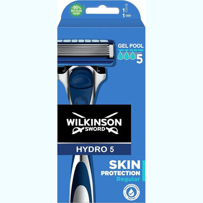 321786 - WILKINSON SWORD - Brisk Hydro 5 për burra, dorezë brisku + 1 teh brisku, pishina xheli hidratues
