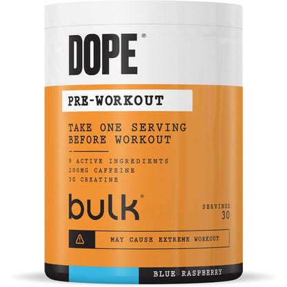 293380 - PULVER Para-Stërvitjes Bulk Dope Blue Himbeere, 3g Kreatinë për Porcion, 200mg Kafeinë, Malat Citrulline dhe Argininë AKG, Beta-Alaninë, Energji, Fokus dhe Performancë, Shtesë Ushqimore 510g