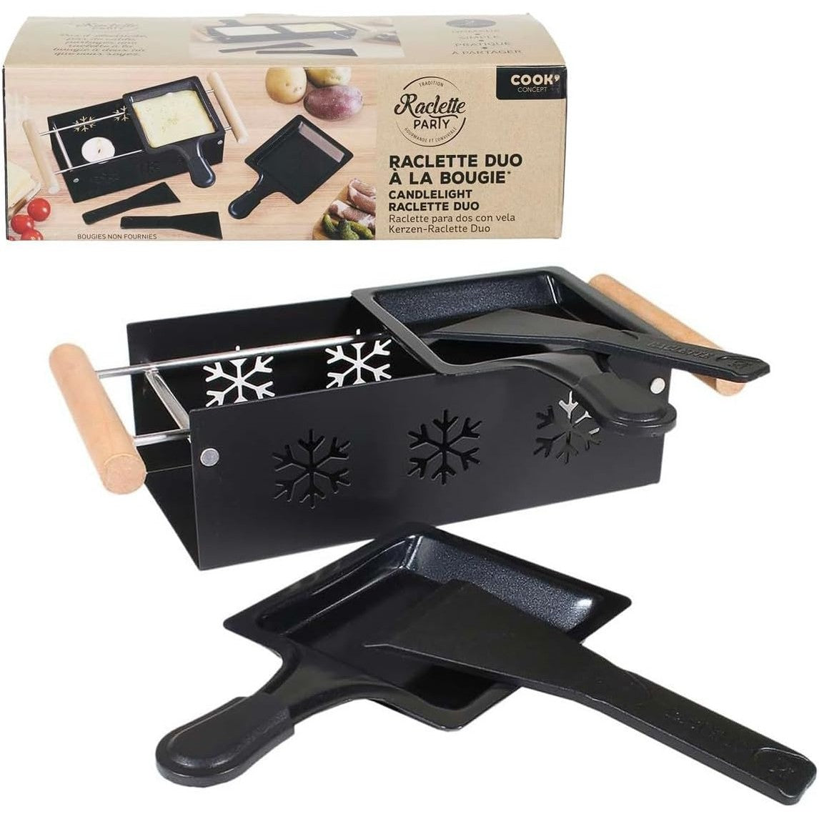162914 - COOK CONCEPT Raclette Duo Kuzhinë Elektrike me Pllakë Pjate për Barbecue, Madhësi Singulare, Ngjyra e Zezë