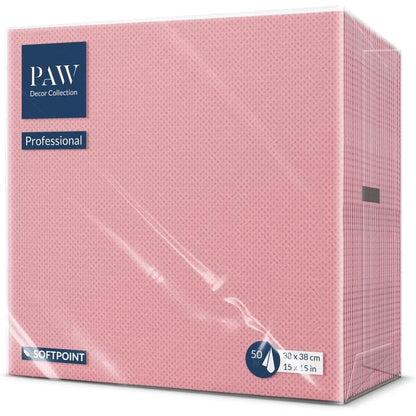 269493 - PAW Peceta me majë të butë (38 x 38 cm) | Pako me 50 copë | Të buta dhe të qëndrueshme | Ideale për përdorim të përditshëm, bare dhe kafene | Rozë e plotë