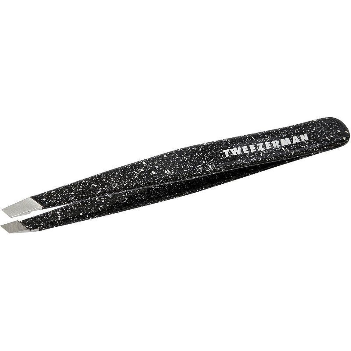 316525 - TWEEZERMAN Pinceta (maja të pjerrëta, piskatore për vetulla, cilësi profesionale, çelik inox), oniks i pluhurosur.