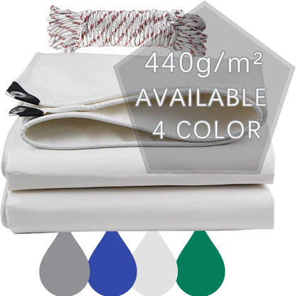 187275 - BRANDI Tenda e Jashtme e Papërshkueshme nga Uji, Materiali PVC 440g/m², me Vrima të Përforcuara, Anti-UV, Shumëpërdorimëshe, Ngjyra E Bardhë, Madhësia 2 x 4m