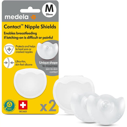 308232 - MEDELA Mburoja Contact për ushqyerjen me gji – 16 mm – Pako me 2 copë – Pa BPA