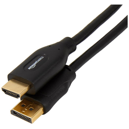 267225 - Amazon Basics Kabllo DisplayPort në HDMI, Unidirekcionale, 4K në 30Hz, 1920 x 1200, 1080p, 1.8 m, e zezë
