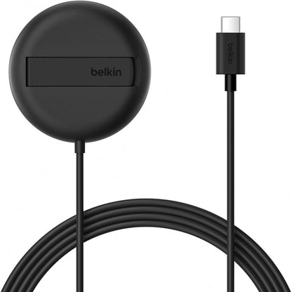 273780 - BELKIN Karikues Magnetik Pa Tel (15W) me Mbështetëse, Karikues i Çertifikuar MagSafe, Stacion Karikimi Qi2 për iPhone 16, 15, 14, Samsung Galaxy S25, S24, AirPods, etj. (Adaptuesi i Energjisë Nuk Përfshihet), I Zi