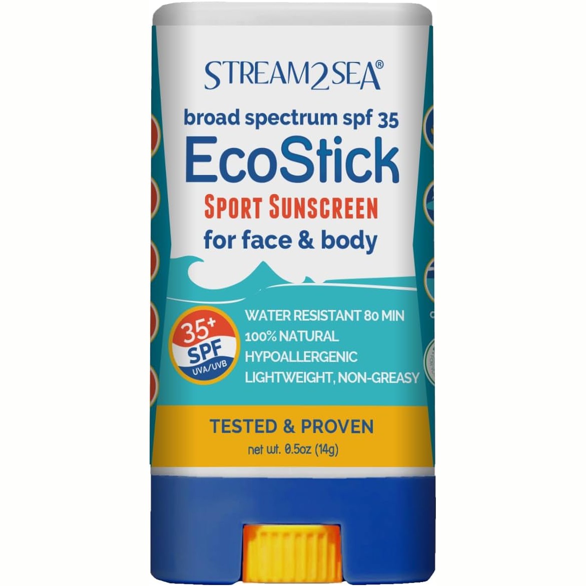 275507 - STREAM 2 SEA Krem dielli mineral EcoStick SPF 35 - Krem dielli në shkopinj, rezistent ndaj djersës dhe ujit, biodegradues dhe i sigurt për shkëmbinjtë nënujorë