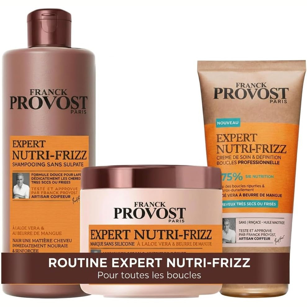 317377 - FRANCK PROVOST Set Expert Nutri-Frizz: Shampo 400ml, Maskë 400ml, Krem 200ml, për definimin e kaçurrelave, pa silikon, pa vaj mineral