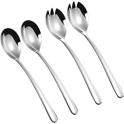 237787 - Set për servirje sallate, 2 lugë dhe 2 pirunë sallate prej çeliku inox