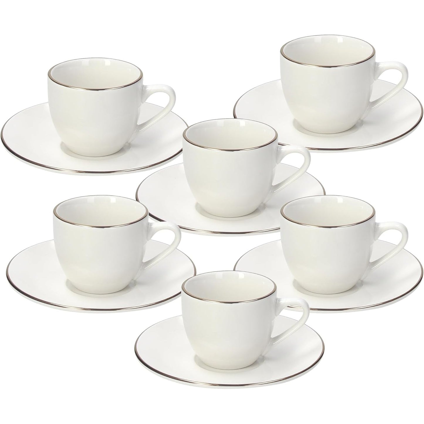 245711 - TOGA Fascetta Oro, pako me 6 filxhanë kafeje me pjata, porcelani, e bardhë