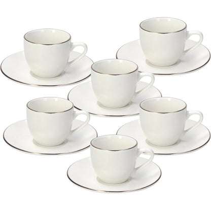 245711 - TOGA Fascetta Oro, pako me 6 filxhanë kafeje me pjata, porcelani, e bardhë